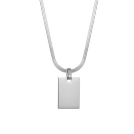 YXHOPELY Silver Necklace Chunky Pendant Necklace Fashion Snake Chain Necklace Plus Rectangular Pendant Is The Fashion Personality Jewelry Gift for Men And Women