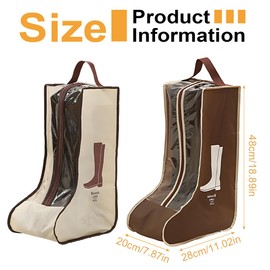 ZAMXHUG 2pcs Boot Storage Bag with Handle - Portable Boot Bag with Handle Dustproof and Waterproof Boots Garage Travel Shoe Bag Shoes Bag for Home, Travel, Beige/Brown