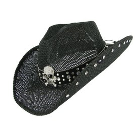 Peter Grimm One Size "Crystal" Western Straw Hat, Black