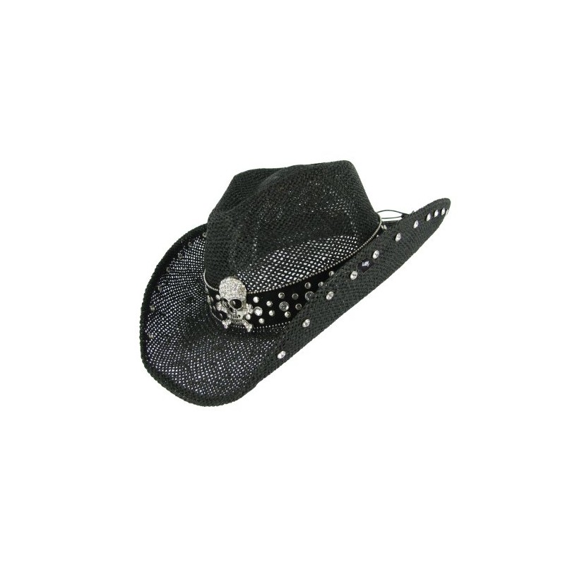 Peter Grimm One Size "Crystal" Western Straw Hat, Black