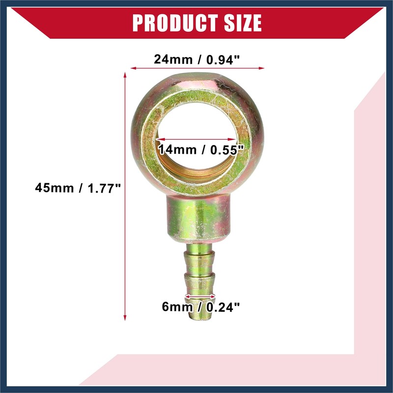 INFINAUTO Banjo Bolt Hose Barb Fitting/Inner Brake Fuel Line Fitting