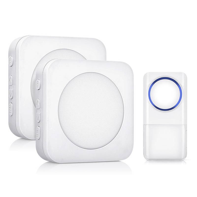 Wireless Doorbell with 1 Remote Button and 2 Plugin Receivers