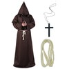 Medieval Renaissance Monk Friar Priest Wizard Cloak Hooded Robe Cosplay