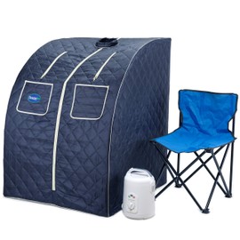 Durasage Oversized Portable Personal Steam Sauna Spa for Relaxation at Home, 60 Minute Timer, 800 Watt Steam Generator, Chair Included (Satin Blue)