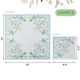 Acasaplex 50Pcs Disposable Floral Napkins-Spring Garden Party Napkins Cocktail Dinner Napkins Decorative Paper Set 6.5’’*6.5’’ inch Unfolded for Wedding Birthday Tea Party Style B