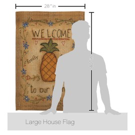 Breeze Decor HS100071-BO Welcome Pineapple Inspirational Sweet Home Decorative Vertical, House Flag Set 28"x 40" w/Flagpole, Multi-Color
