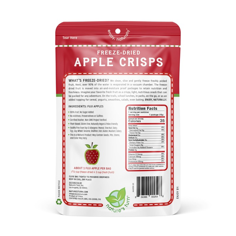Nature’s Turn Freeze-Dried Fruit Snacks, Apple Crisps, Pack of 24