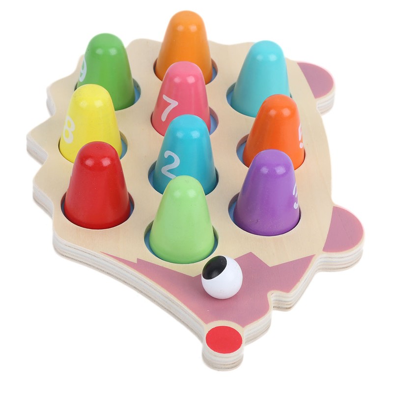 Children Wood Math Number Counting Matching Game Hedgehog Shaped Puzzle