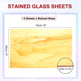PATIKIL 4 x 6 Inch Transparent Stained Glass Sheets, 2 Sheets Art Mosaic Glass Variety Pack Tiles for Crafts Art Projects Supplies, Orange