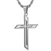 murtoo Cross Necklace for Men, Stainless Steel Embossed Cross Pendant