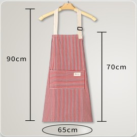 2 Packs Adjustable Apron Bib, Kitchen Cooking Aprons with Big Pocket for Women Men, Chef, Kitchen, Home, Restaurant, Cafe, Cooking, Baking (Streak/Blue & Red)