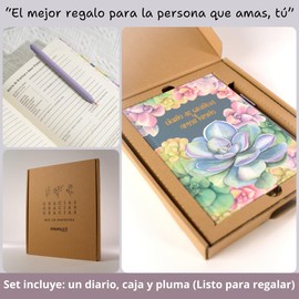 MONART WATERCOLOR ® - Diario de Gratitud, libreta de amor propio, cuaderno manifestacion, agradecimiento, diario personal (Suculentas)