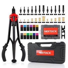 NEXTACK Heavy Duty Rivet Nut Tool Kit, 16" Rivnut Nutsert Tool Set - 105 Threaded Rivet Nuts & 12 Mandrels 8-32 10-24 10-32 1/4-20 5/16-18 3/8-16 1/2-13 M5 M6 M8 M10 M12 | Organized Rugged Case NT800