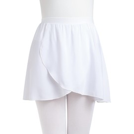 Soudittur Ballet Skirt Girls Pull-On Wrap Skirt Made of Transparent Chiffon Dance Skirt for Children and Women, White