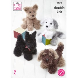 King Cole Toy Knitting Pattern Double Knit Dogs (9172)
