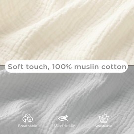 UBBCARE 2 Packs Muslin Baby Lounger Cover, Baby Nest Sleeper Cover for Baby Boys and Girls, Washable Slipcover Fit Infant Lounger, Organic Lounger Cover for Newborn - Beige&Grey