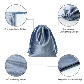 QIANF 12pcs Dusty Blue Velvet Drawstring Bags 3x4 inches Small Velvet Cloth Gift Bags Jewelry Pouches for Storage Wedding Party Favor Christmas