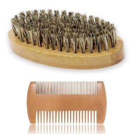 Beard Brush Wild Boar Bristles, Beard Brush and Beard Comb, Beard Brush Men, Natural Bamboo Beard Brush for Men, Home, Travel, Daily Beard Care Styling Design