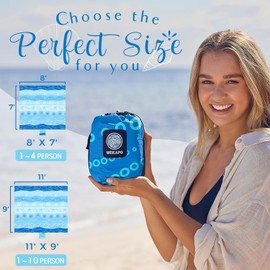 WEKAPO Beach Blanket Waterproof Sandproof Oversized - 8 Ft X 7 Ft Large Sand Free Beach Mat with Stakes, Essentials for Outdoor Beach, Picnic, Travel (Bohemian Starfish, 8 X 7 FT (1~4 Person))