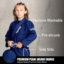 Elite Sports IBJJF Ultra Light BJJ Brazilian Jiu Jitsu Gi for Kids with Preshrunk Fabric and Free Belt