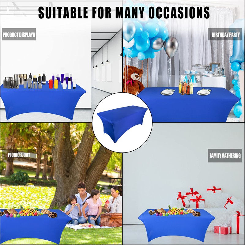 Ocves Stretch Tablecloth 6ft Spandex Table Covers Polyester Fitted Rectangular