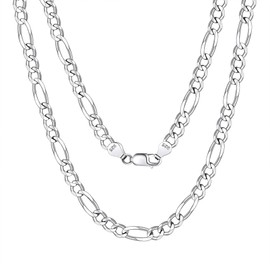 Bestyle Curb Chain Women's Men's Silver 925 Cuban Necklace Figaro Chain Width 3 mm / 5 mm Length 35 - 71 cm, Sterling Silver
