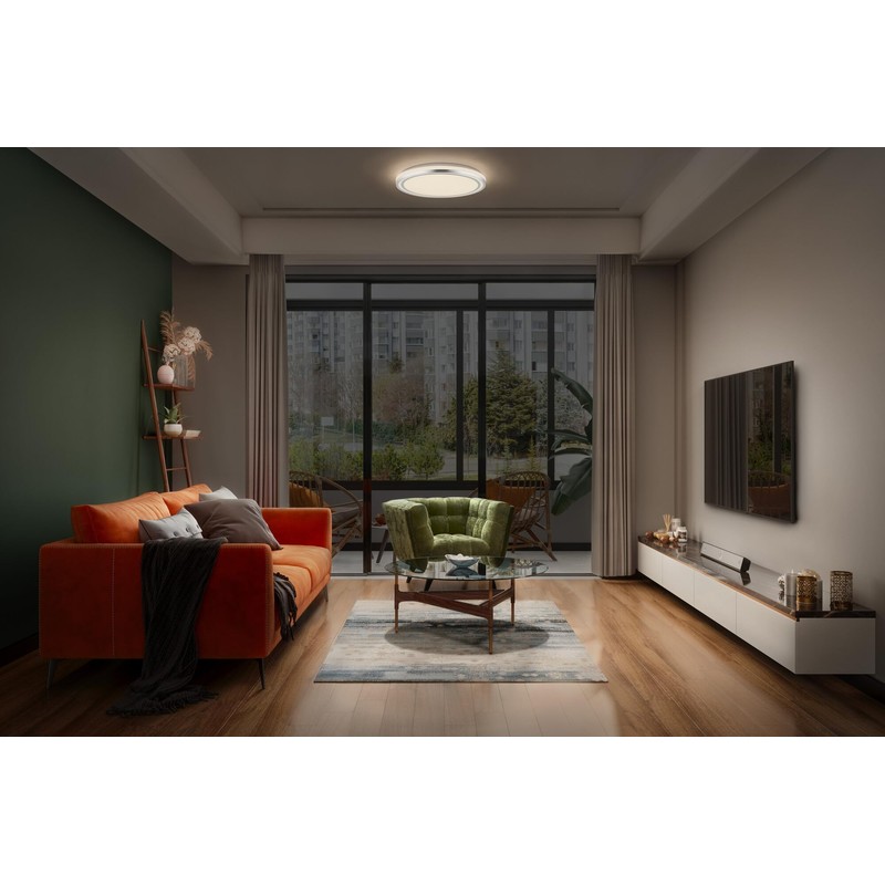 LEDVANCE Orbis Helman Ceiling Light with LED, White/Silver, 24 W,