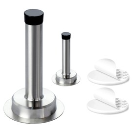 4 PCs Wall Mounted Door Stop | Heavy Duty Door Stopper | Stainless Steel Door Stops with Rubber Buffer | Doorstop for Indoors to Protect Walls