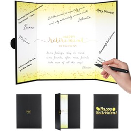 2 Pack Black Retirement Party Decorations, Happy Retirement Guest Book Alternative, Farewell Party Supplies Going Away Gifts for Office Coworker Women Men, Retirement Signature Board Book