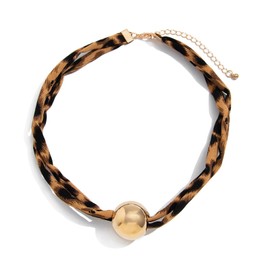 BYETOCE Chunky Charms Necklace Leopard Print Punk Choker Gold Plated Orb Pendant Necklace Boho Adjustable Chain Jewelry Accessories for Women Summer Beach Bohemian Y2K Jewelry