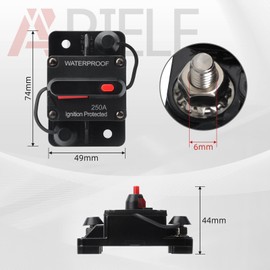 APIELE Circuit Breaker with Manual Reset Fuse Holder 250A DC12-48V Car Circuit Breaker Waterproof for Car Boat Roll Motor Marine