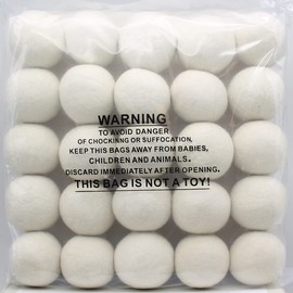 EcoJeannie Wooland Wholesale Bulk Laundry XL Premium Wool Dryer Balls - 100% New Zealand Organic Wool Natural Fabric Softener for Sensitive Skin, Babies (25 Count)