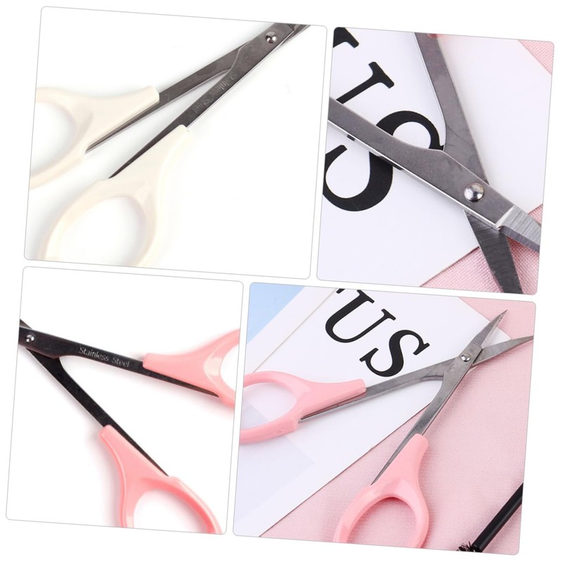FOMIYES Stainless Steel Eyebrow Scissors 2pcs Beauty Scissors Set Eyelash