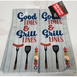 Unbranded 2 SAME MICROFIBER TOWELS (15"x25") BBQ ACCESSORIES, GOOD TIMES & GRILL LINES, GR