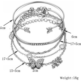 5 Pcs Gold Butterfly Bracelets for Women Adjustable Butterfly Bangle Bracelets Silver Butterfly Cuff Bracelet Layered Metal Link Bracelet Jewelry Gifts