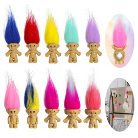 10pcs Cute Mini Troll Dolls Magnets for Fridge,Mini Lucky Troll Doll Magnets for efrigerator Decoration Kitchen Locker Kitchen Office (Color A)