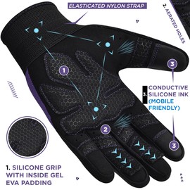 RDX Weight Lifting Gloves Gym Workout, Full Finger Touch Screen, Breathable Anti Slip Padded Palm, Fitness Strength (Purple, L)
