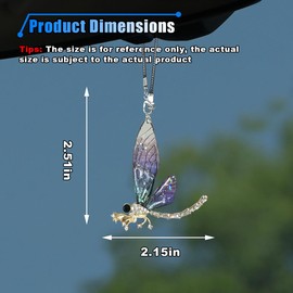 Dragonfly Car Pendant, Bling Crystal Diamond Suncatcher, Transparent Wing Metal Dragonfly Car Rear View Mirror Charm, Car Mirror Hanging Decoration Accessories for Room Window Wall (Blue)