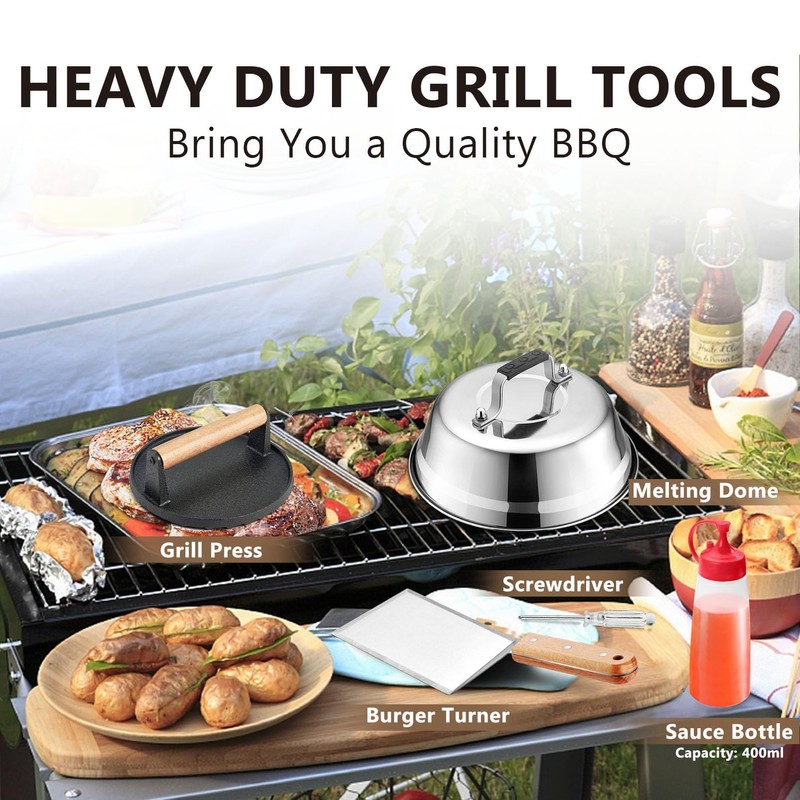 Griddle Accessories Smash Burger Kit (5Pcs), Joyfair Grill Spatula with