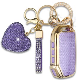 Simocky Key Fob Cover with Heart Keychain, Car Key Shell Compatible with Kia 2020-2022 Soul 2019-2021 Forte 2020-2021 Telluride K5 2021-2022 Seltos NIRO Sportage Sorento Protector (Purple)