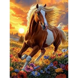 KEYIFA Running Horse Painting by Numbers Adults, Painting by Numbers Kits with Brushes and Acrylic Paints, DIY Oil Painting Set Painting Crafts Canvas Picture Adults, Home Decoration 30 x 40 cm