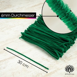OfficeTree 220 x Pfeifenreiniger Grün zum basteln - 30 cm - Pfeifenputzer Grün - Grüne Pfeifenreiniger flexibel und formstabil - Grüne Pfeifenputzer zum basteln - Chenilledraht - Biegeplüsch
