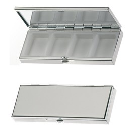 SILBERKANNE Hamburg Pill Box 4 Compartments 3.5 x 10 cm Premium Silver Plated Elegant Silver Plated in Top Workmanship Ready to Give as a Gift with Stylish Gift Packaging