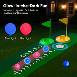 Kids Toy Golf Set with Automatic Ball Returner, LED Light Up Golf Balls, 3 Clubs, Putting Mat for Age 3+, 3-6 Toddler Mini Golf Games, Indoor Outdoor Sport Toys Gifts for Boys Girls Aged 3 4 5 6