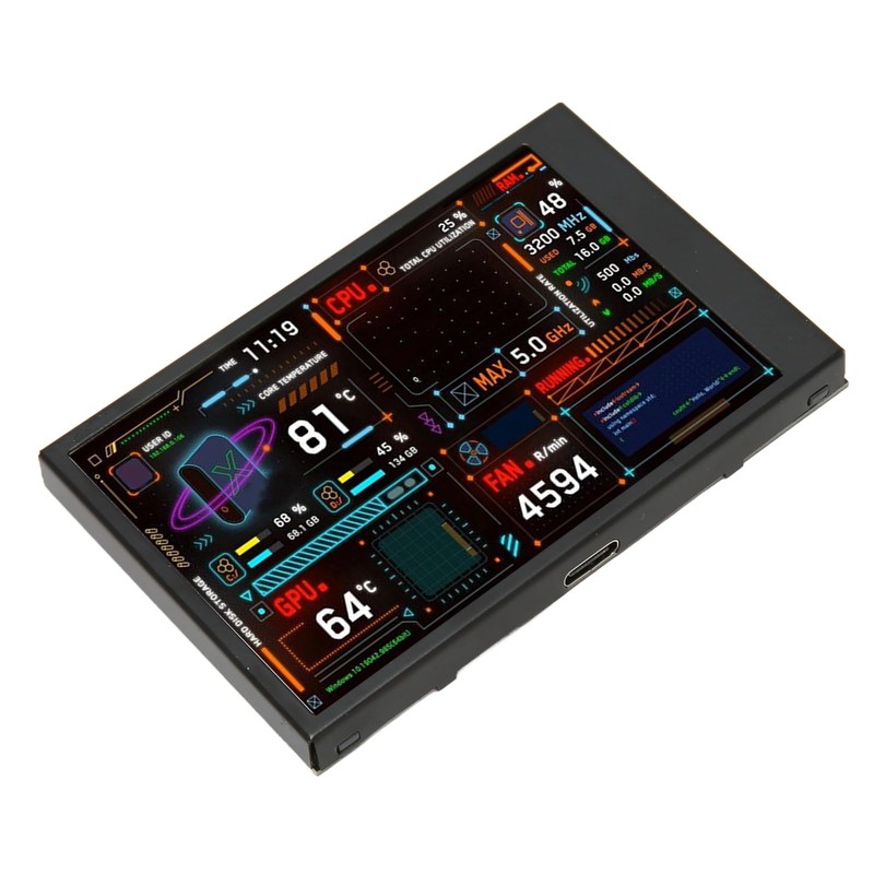 Computer Temperature Monitor, 3.5 Inch Display, Data Display, USB C