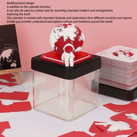 2024 Calendar Memo Pad - 3D Earth Shape Calendar Art Paper Carving, 3D Paper Art with Light for Teacher Classmate Child, Chirsmas & Helloween (Red)