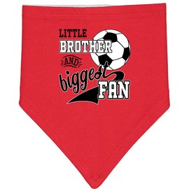 inktastic Little Brother and Biggest Fan- Soccer Player Baby Bandana Bib Red and White 2c199