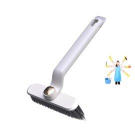Sinxioer Root Brush Hard Bristle Edge Cleaning Brush, 360 Rotating Scrubbing Brush with Handle, Scrubber with Handle, with Tweezers and Spatula, Hand Brush, for Kitchen and Bathroom (White)