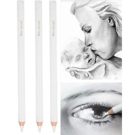 3 Pack Professional White Charcoal Pencils Set Sketch Highlight Colored Pencils Drawing Set Art Painting Supplies Pencils for Drawing, Sketching, Shading, Blending Chalk Pencils for Beginners Artist