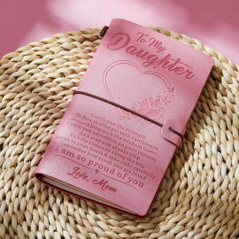 JEWPHX To My Daughter’s Gift - Pink Leather Journal+Heart Diamond Pen Set from Mom,E...